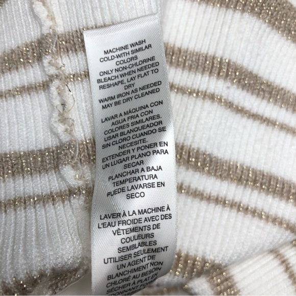 White House Black Market Boat Neck Peplum Hem Metallic Thread Stripped Sweater - Picture 9 of 11